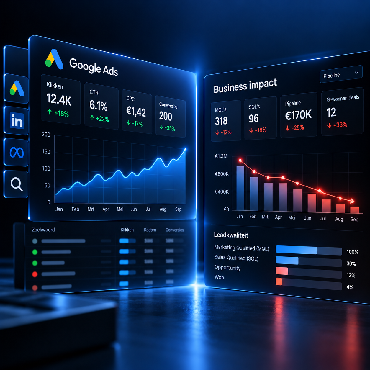 Strong Google Ads platform results against lagging pipeline and business impact - ClickEdge
