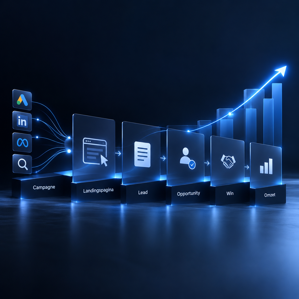 From campaign via landing page, lead, opportunity and win to revenue - ClickEdge